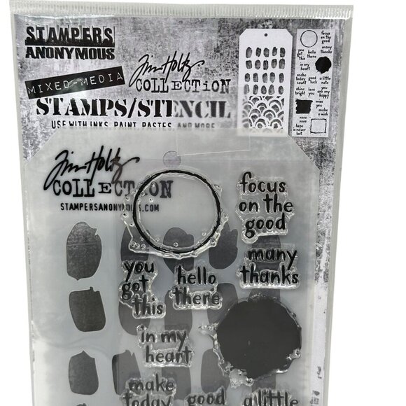 Tim Holtz Stampers Anonymous Mixed Media Stamps Stencil Set THMM184 Cardmaking - Picture 2 of 8